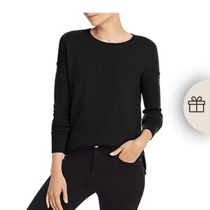 AQUA Cashmere Black Crewneck Sweater – 100% Cashmere – Size M